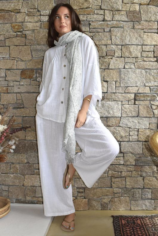 Loom & Thread Pin Tuck Blouse White /40=